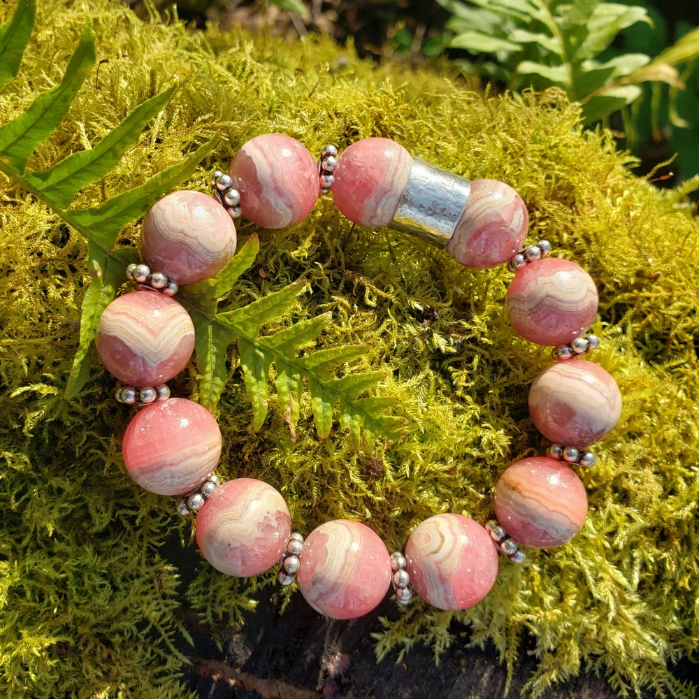 Elegant Rhodochrosite Beaded Bracelet